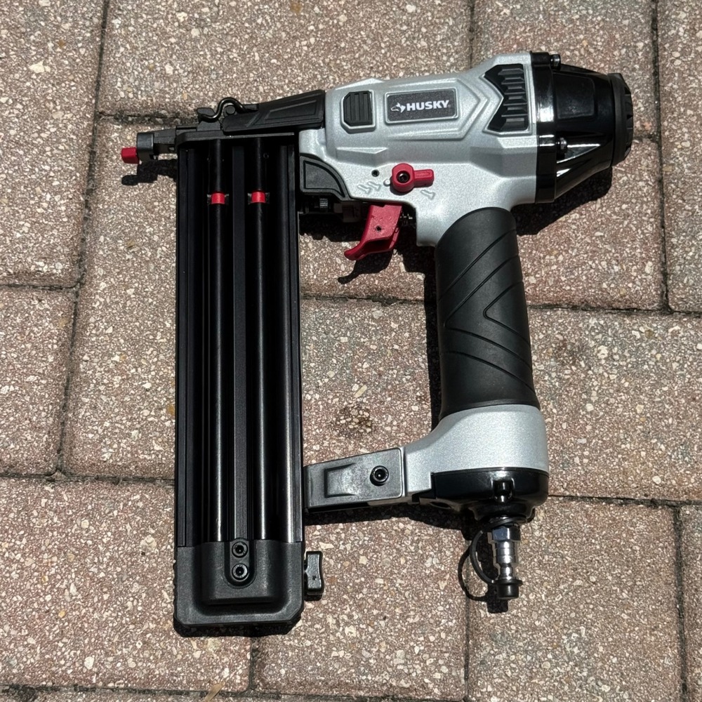 Husky 18 Gauge 2 inch Brad Nailer Pneumatic Finishing Tool DPBR50 Silver Black